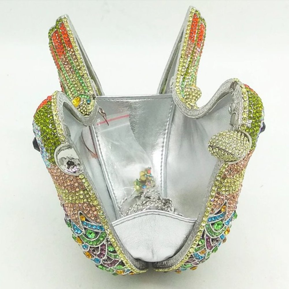 NWT Sparkling Bling Swarovski Crystal Rhinestone Bird Clutch Purse + FRE… - Picture 11 of 17